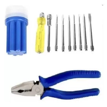Hand Tool Combo | Combination Plier with 8 Pcs Screwdriver Set for Home Repair & Maintenance