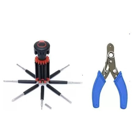 Hand Tool Combo | Wire Cutter Cum Stripper & 8 in 1 Screwdriver Kit with Built-in LED Light