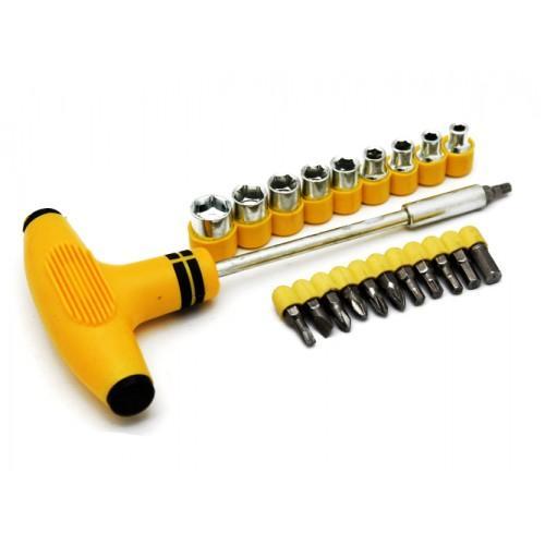 T-Bar 24 Pcs Tool Kit | Screwdriver Set with Philips & Torx Bits for Home, Machine & Car Repair