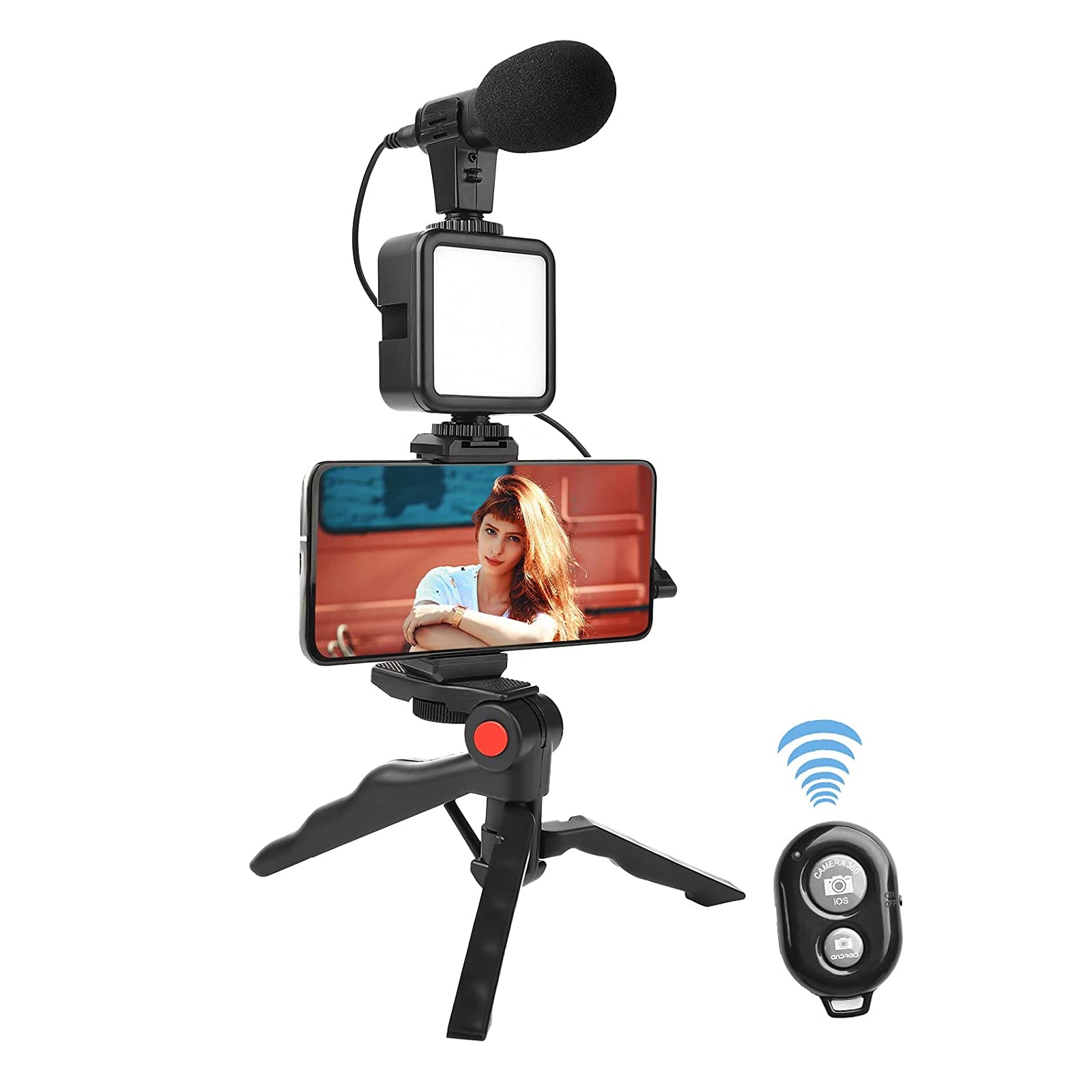 Vlogging Kit Video Maker Kit with Microphone for Smartphones Video Recording with Light + Microphone + Tripod + Phone Holder