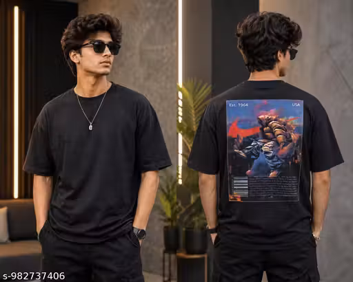 Trendy Men's Oversized Round Neck Graphic T-Shirt