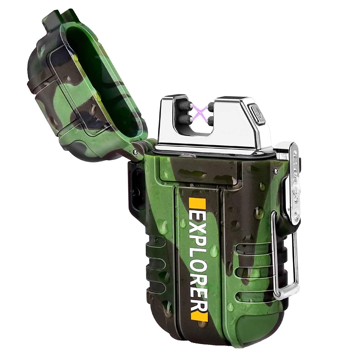 Waterproof Flameless Electric Lighter-Dual Arc Plasma Beam Lighter-USB Rechargeable-Windproof- Ideal Lighter for Indoor and Outdoor Activities
