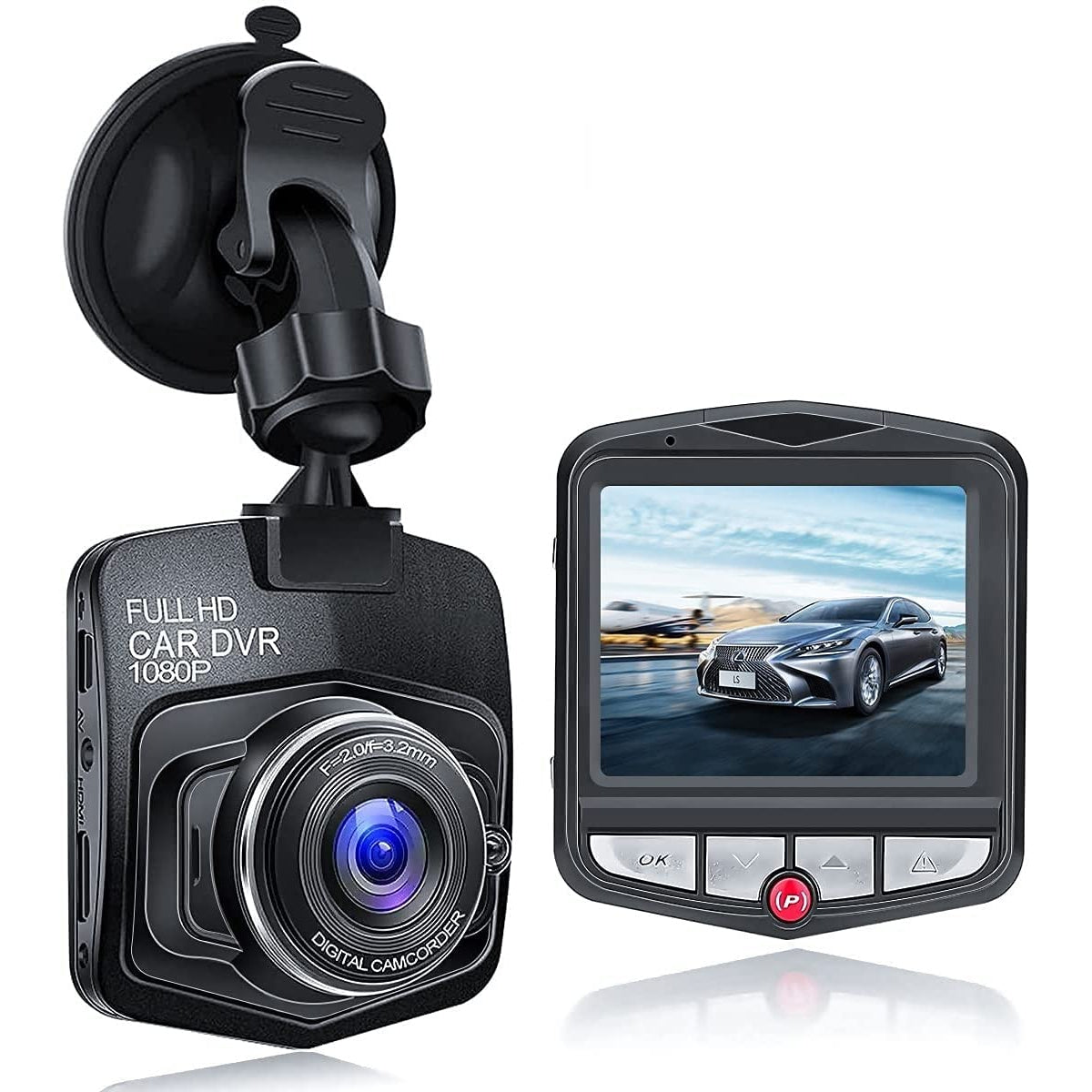 Vehicle Blackbox DVR 1080P Full HD Dash Camera for Cars Front with 2.4-Inch LCD Screen, 170° Wide Angle, Loop Recording, Parking Monitor