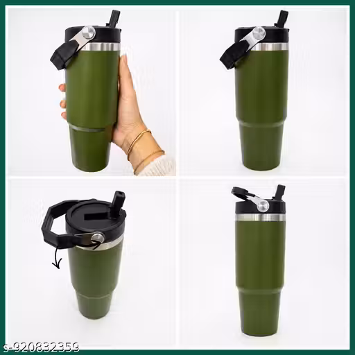 900ML Stainless Steel Tumbler Hot and Cold with Straw, Double Insulated Cup 100% Leak Proof Mug for Home, Office or Car, Gym black