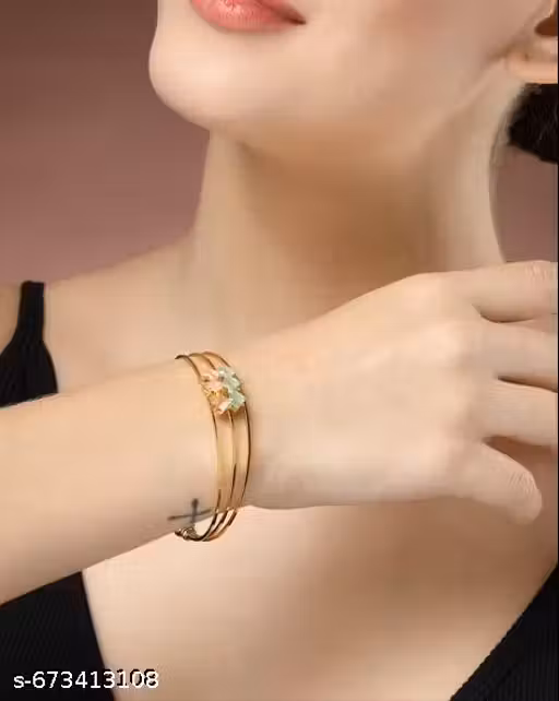 Kada – Divine Visions Designer Multi-Stone Gold-Plated Kada - Adjustable Size for All Occasions