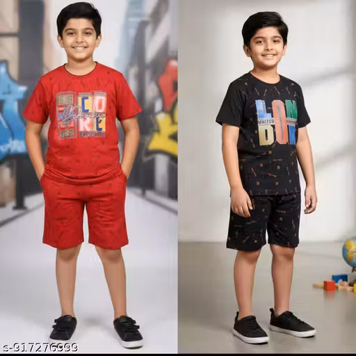 Kids Boys Printed T-Shirt & Shorts Set | Stylish Casual Wear Co-ord Set for Boys