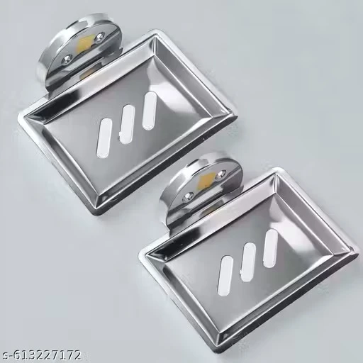 Fixzo Soap Dish Holder, Stainless Steel Wall Mounted Soap Holder for Bathroom, Soap Stand for Wash Basin, Bathroom Accessories, Pack of 2
