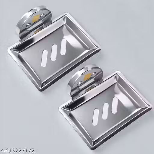 Fixzo Stainless Steel Soap Dish Holder Wall Mounted, Soap Holder for Bathroom, Soap Stand for Wash Basin, Bathroom Accessories, Pack of 2