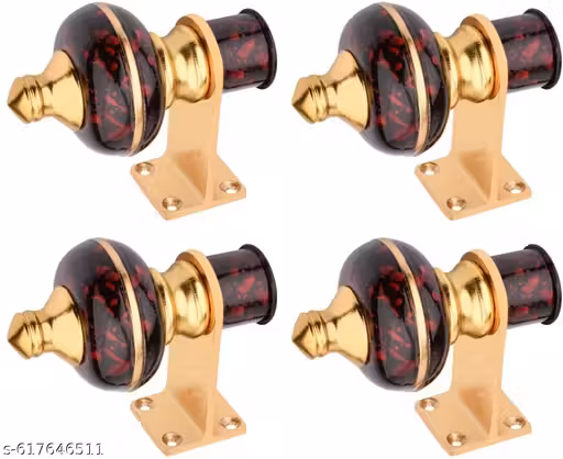 Fixzo Zinc Alloy Curtain Bracket, Curtain Knobs, Parda Brackets, Curtain Clamp for Window Curtain Rod Fitting, 1 Inch (25 mm), Mandir Red Gold, 4 Set (4 Pcs)