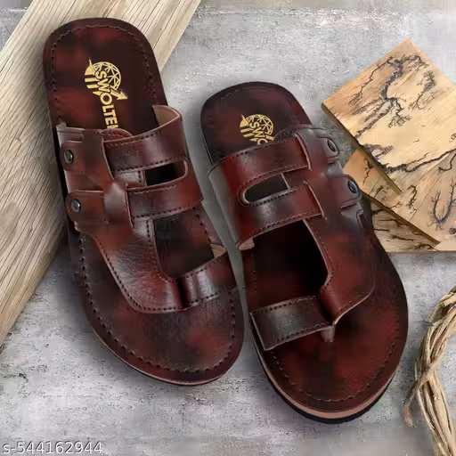 SWOLTEK Ultra-Comfort Lightweight Slippers for Men & Boys, Daily Wear Soft Sole Flip-Flops, Trending Chappal Design, Bathroom & Home Use, Black & Brown Tan