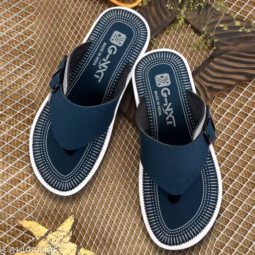 SWOLTEK Slippers for Men & Boys, Regular Wear Chappals, Lightweight Flip Flops for Bathroom & Home, Everyday Use, Black & Blue Design, Summer Slippers