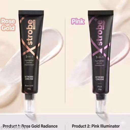OMAAYAA Illuminating Strobe Cream Duo | Pink & Rose Gold Shades | Hydrating Primer, Highlighter & Glow Base | Pack of 2