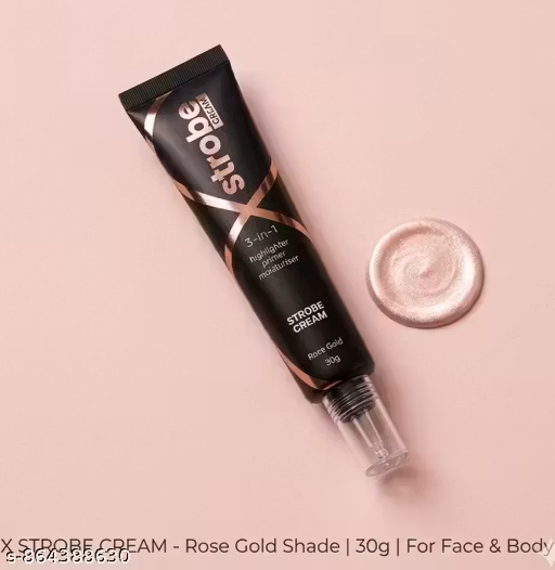OMAAYAA Rose Gold Illuminating Strobe Cream | Primer, Highlighter & Moisturizing Face Cream | Smooth Radiant Makeup Base | 30g