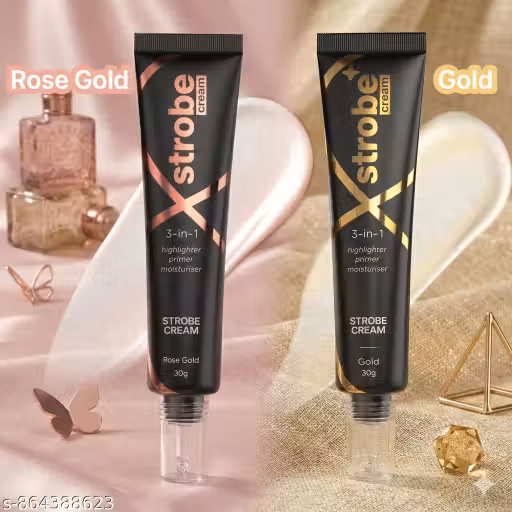 OMAAYAA Gold & Rose Gold Illuminating Strobe Cream | 3-in-1 Glow Primer, Highlighter & Hydrating Base | Instant Luminious Finish | Pack of 2 (30g Each)