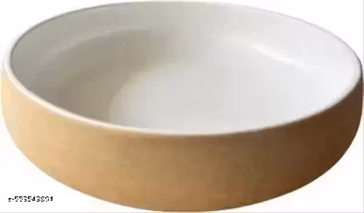 Mittory Ceramic Pasta Bowl 450ml | Matte Beige & White Finish | Cereal, Salad & Noodles Bowl | Stackable Microwave Safe Bowl | Pack of 1