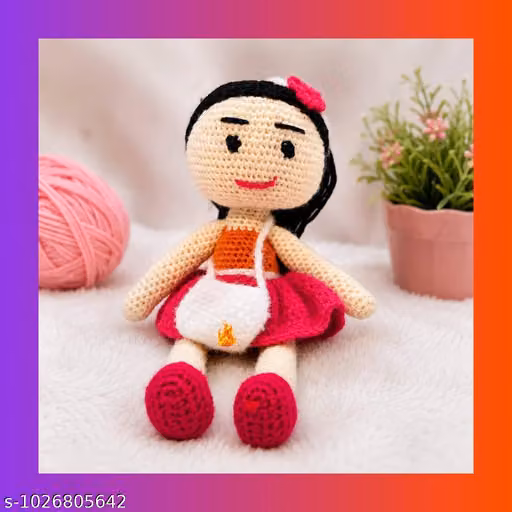 Handmade Crochet Girl Doll Soft Amigurumi Toy | Cotton Yarn Plush Doll for Kids, Home Decor & Gift | Gift for Girls