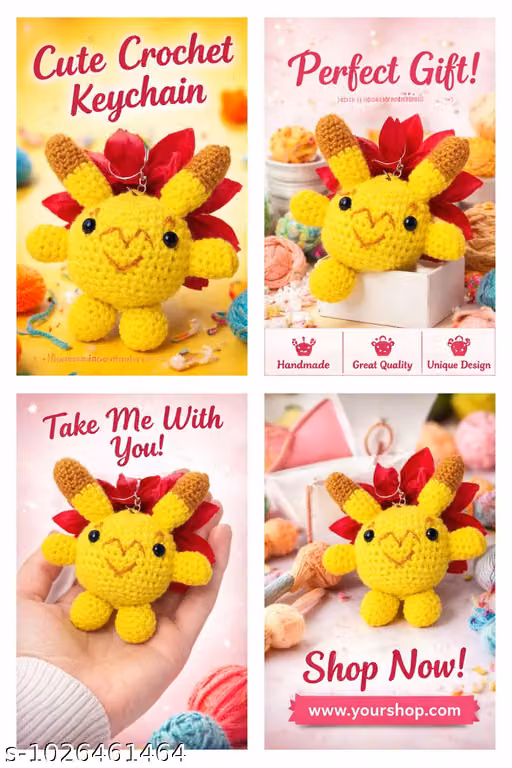 Handmade Pikachu keychain | Keychain Handmade Crochet Sunshine Keychain | Pikachu Keychain for boys and girls