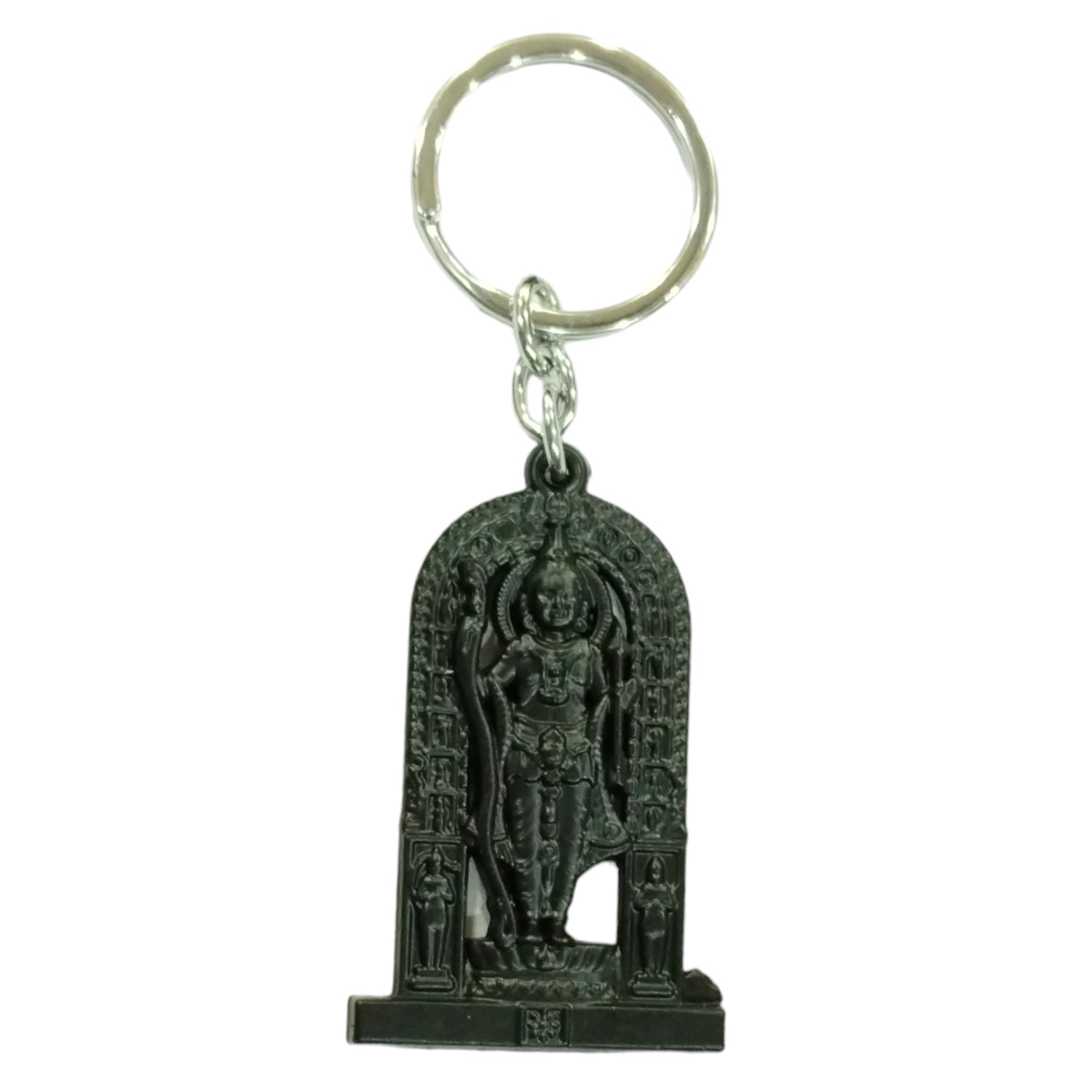 Lord Shri Ram Statue as of Ayodhya Ram Mandir Keychain Metal | Black metal Double Sided
