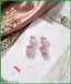 Pink Crystal Drop Earrings for Women & Girls – Elegant Pink Emerald Cut Stone Dangle Earrings with Silver Finish | Luxury Party Wear Statement Jewelry for Wedding & Special Occasions