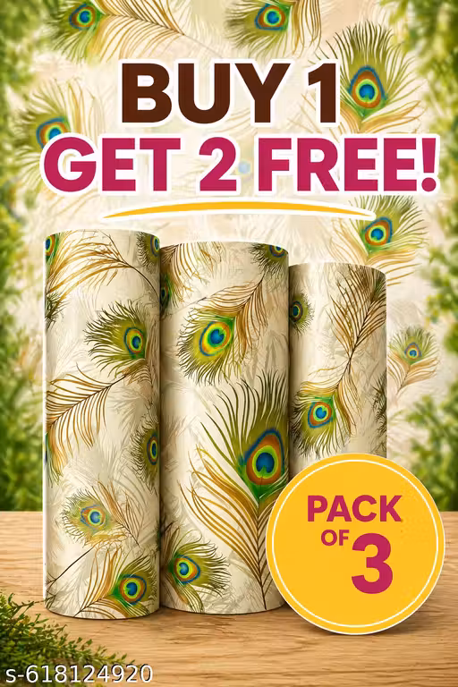 Peacock Feather Wallpaper Roll –Wall Décor for Living Room & Bedroom Buy 1 Get 2 Free Offer 40x100 CM