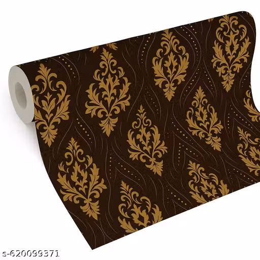 Luxury Damask Wallpaper Roll – Black & Gold Wall Decor for Living Room, Bedroom & Office Buy 1 Get 2 FreeSize- 40x100 CM
