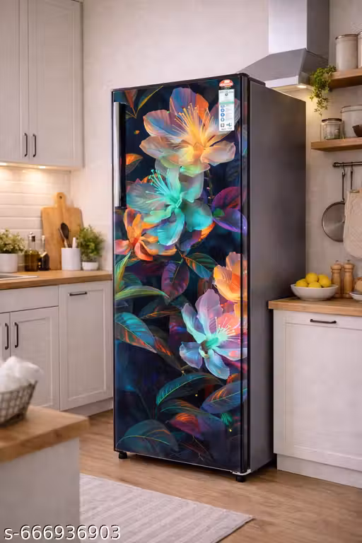 Premium Refrigerator Wallpaper – 3D Floral Design Peel & Stick Vinyl | Waterproof & Scratch Resistant Size- 48 Inch x 24 Inch