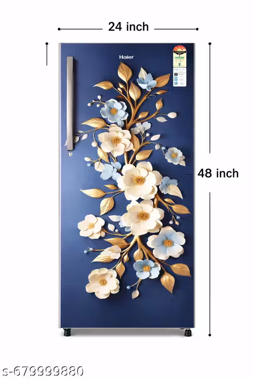 Refrigerator Single Door Wallpaper 3D Gold Floral Design Peel & Stick Vinyl Water & Scratch Resistant Size- 48 Inch x 24 Inch