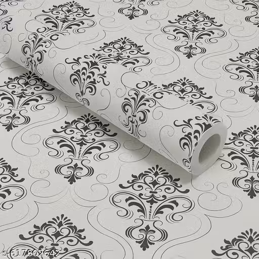 Black and White Damask Wallpaper In Living Room & Bedroom Offer Buy 1 Get 2 FreeSize - 40x100 CM
