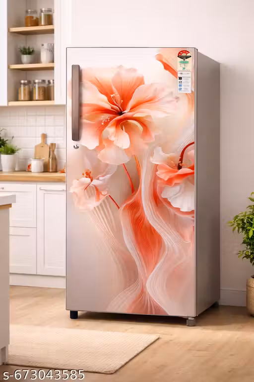 Premium Refrigerator Wallpaper – Floral 3D Design | Peel & Stick Vinyl | Water & Scratch Resistant Size- 48 Inch x 24 Inch
