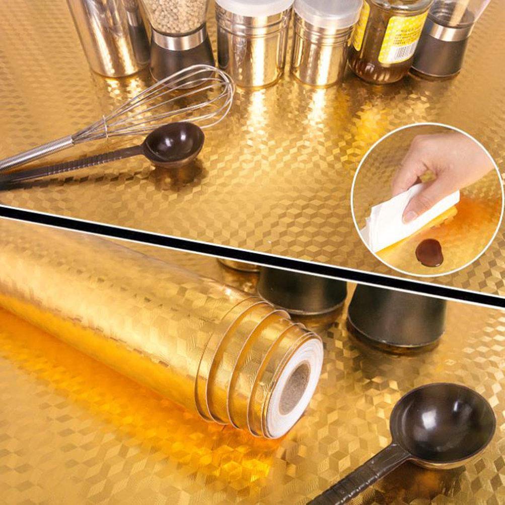 Kitchen Waterproof Self-Adhesive Anti-Mold , Golden foil for Wall and Aluminum Foil Paper Sticker Roll for Kitchen Wall, Drawers (Golden) (40 x 200 cm)