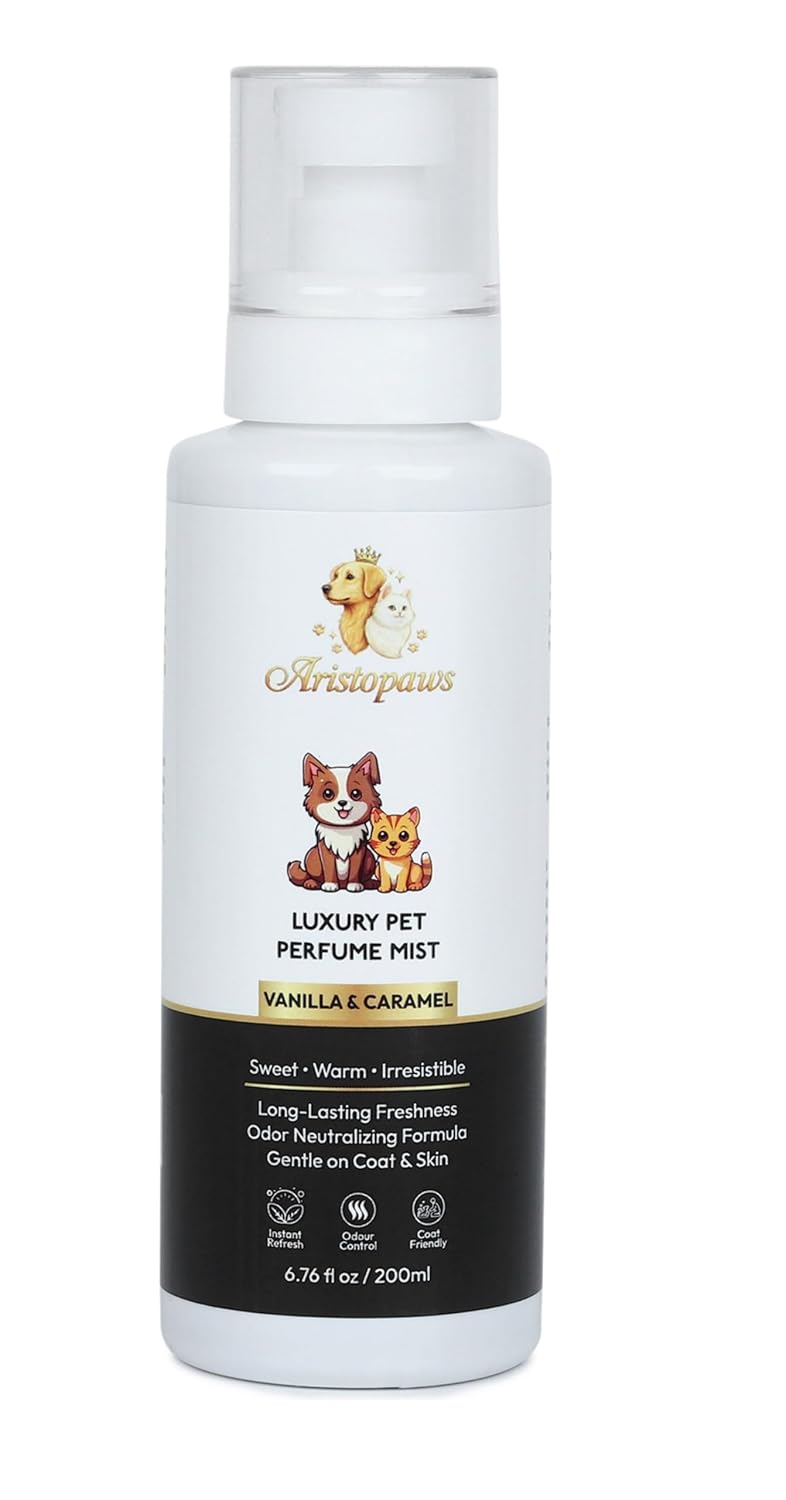 Luxury Pet Perfume Mist for Dogs & Cats | Vanilla & Caramel Fragrance | Long-Lasting Freshness & Odor Control | Gentle on Skin & Coat | Daily Grooming Spray | 200 ml