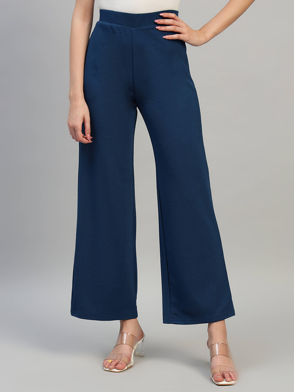 DNA crafted with love Women's High Waist Straight Fit Trousers | Solid Korean Stretchable Pants for Women | Regular Fit Elastic Waist Full Length Formal Trouser for Casual & Office Wear