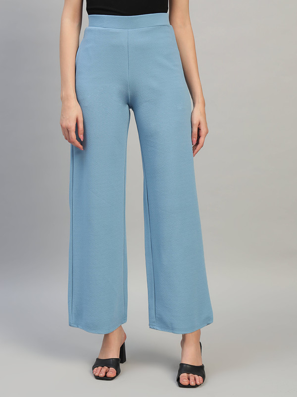 DNA crafted with love Women's High Waist Straight Fit Trousers | Solid Korean Stretchable Pants for Women | Regular Fit Elastic Waist Full Length Formal Trouser for Casual & Office Wear