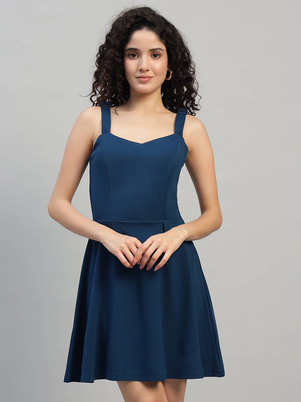 DNA crafted with love Women's Summer Sweatheart Neck Sleeveless, Fit and Flare Dres, Knee Length Dress (Midi Length),Beach/Party/Wedding Guest Dresses