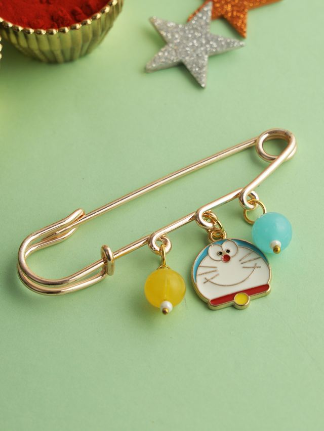 Doraemon Yellow & Blue Charm Rakhi for New Born (Rakhi is included with Roli Chawal & Greetings Card)