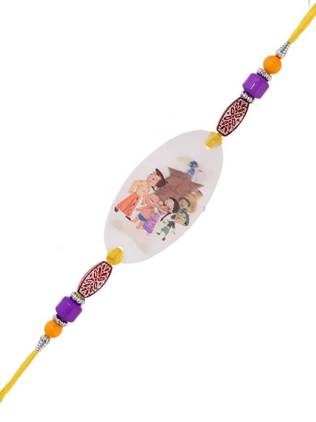 Chota Bheem Purple Beaded Single Rakhi (Rakhi is included with Roli Chawal & Greetings Card)