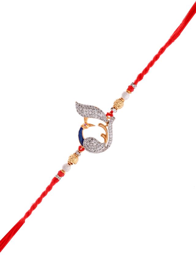 AD Stone studded Peacock Multistrand Rakhi (Rakhi is included with Roli Chawal & Greetings Card)