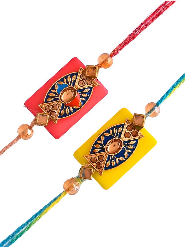 Set of Multicoloured Thread Rakhi (Rakhi is included with Roli Chawal & Greetings Card)