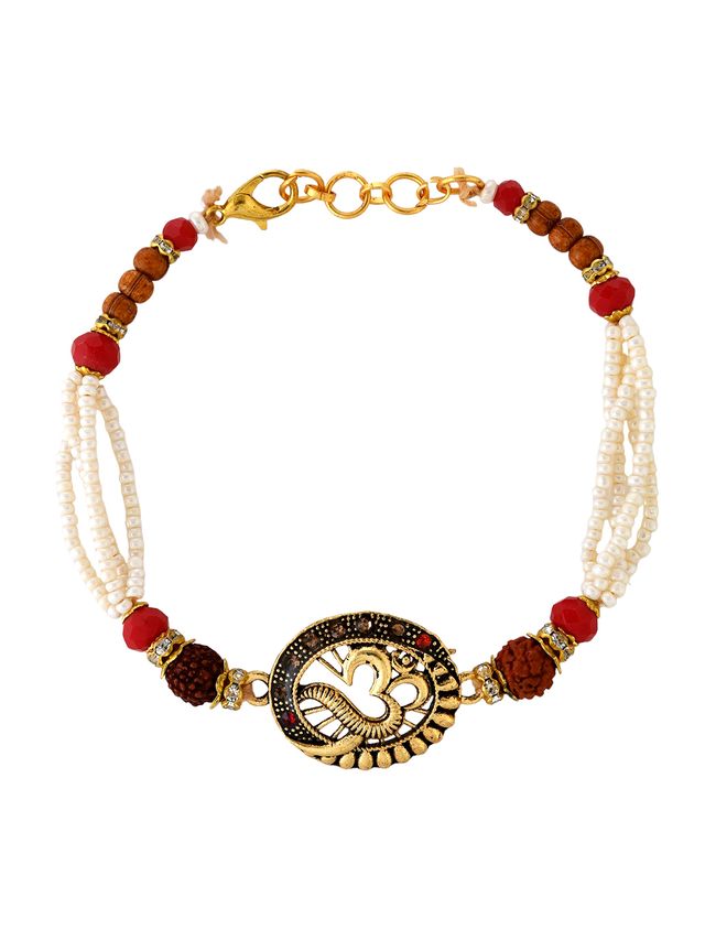 Rudraksha Om Harmony Rakhi (Rakhi is included with Roli Chawal & Greetings Card)
