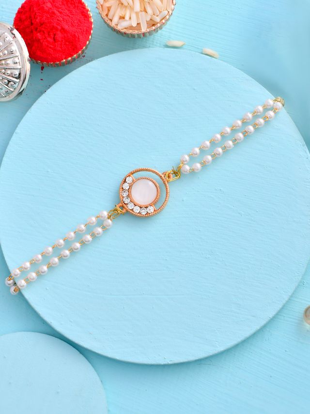 Elegant Bead Work Rakhi (Rakhi is included with Roli Chawal & Greetings Card)