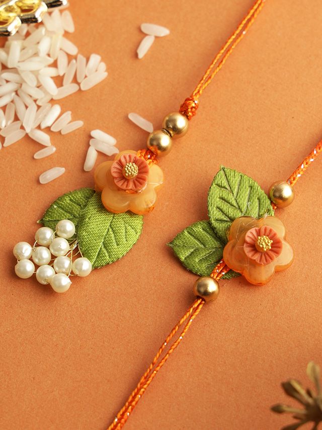Petal Charm Bhaiya Bhabhi Rakhi (Rakhi is included with Roli Chawal & Greetings Card)