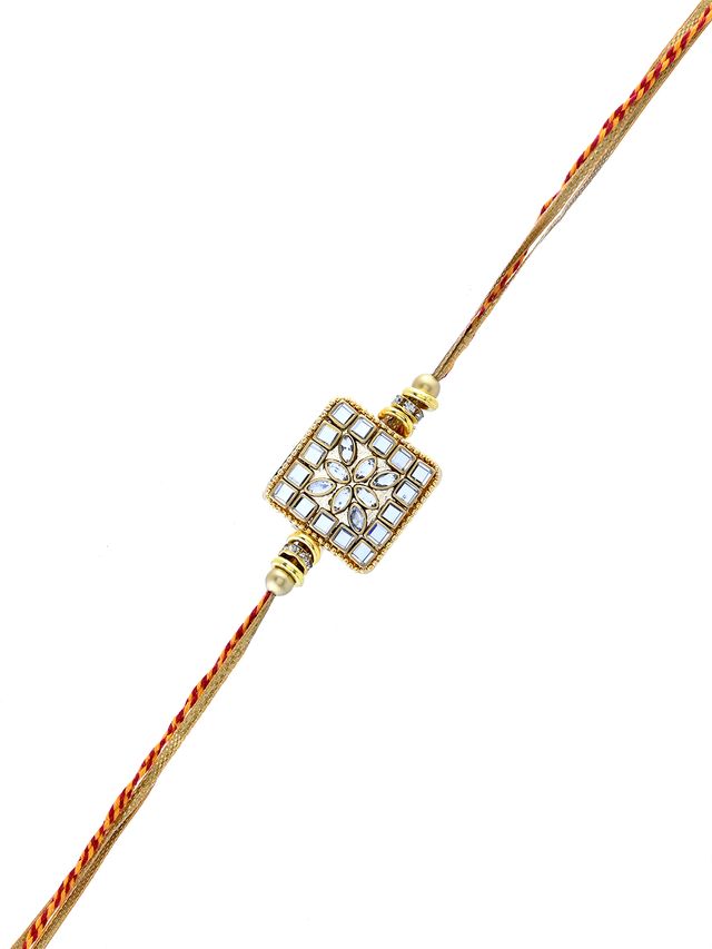Divine Swastik Rakhi with Pearl Finish and Sacred Vibes (Rakhi is included with Roli Chawal & Greetings Card)