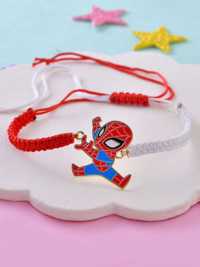 Spiderman Kids Rakhi with Red and White Adjustable Thread (Rakhi is included with Roli Chawal & Greetings Card)