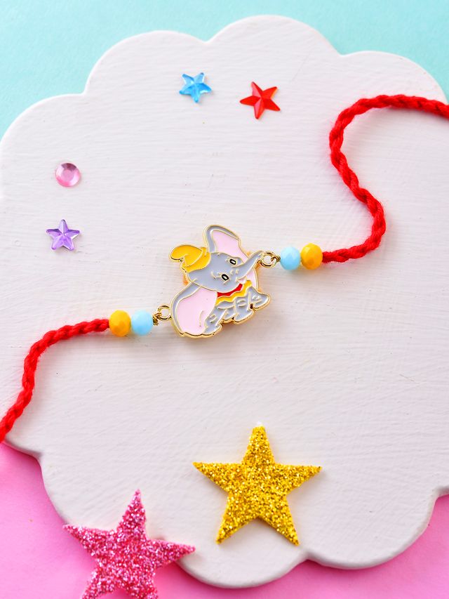 Dumbo Elephant Kids Rakhi with Red Thread and Beads (Rakhi is included with Roli Chawal & Greetings Card)