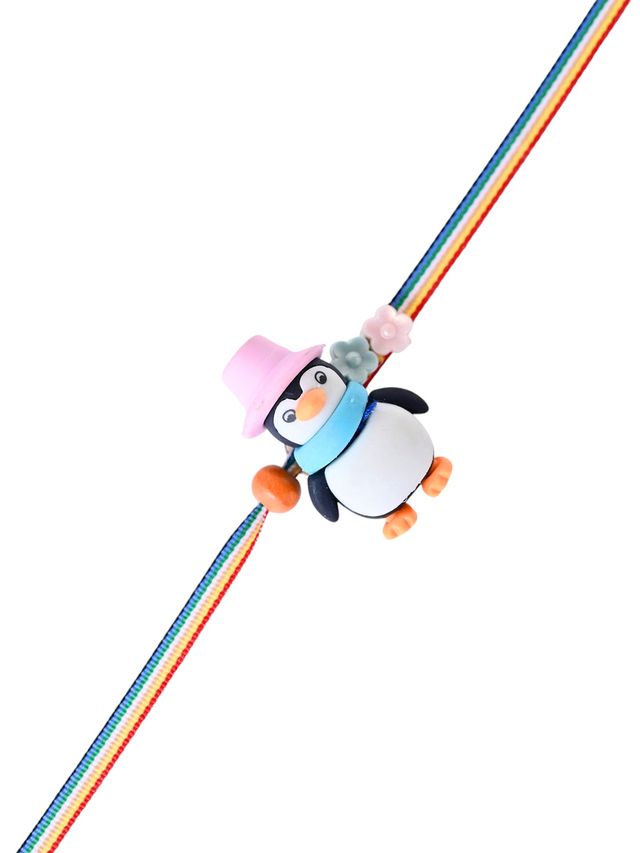 Chill Vibes Rakhi with a Winter-Ready Penguin Pal (Rakhi is included with Roli Chawal & Greetings Card)