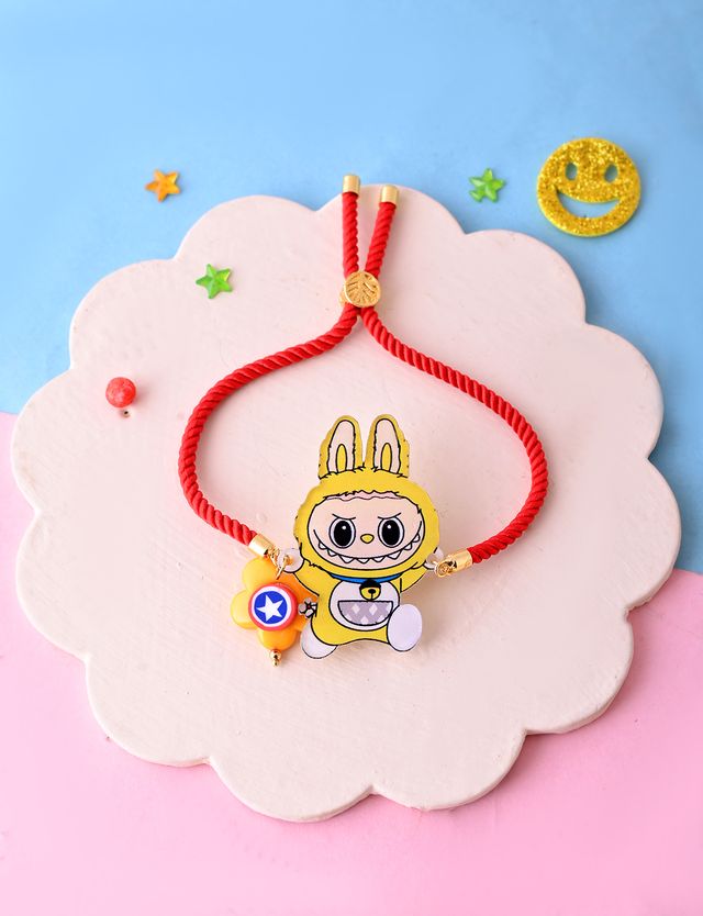 Chunky Pastel Chain Bunny Bracelet (Rakhi is included with Roli Chawal & Greetings Card)
