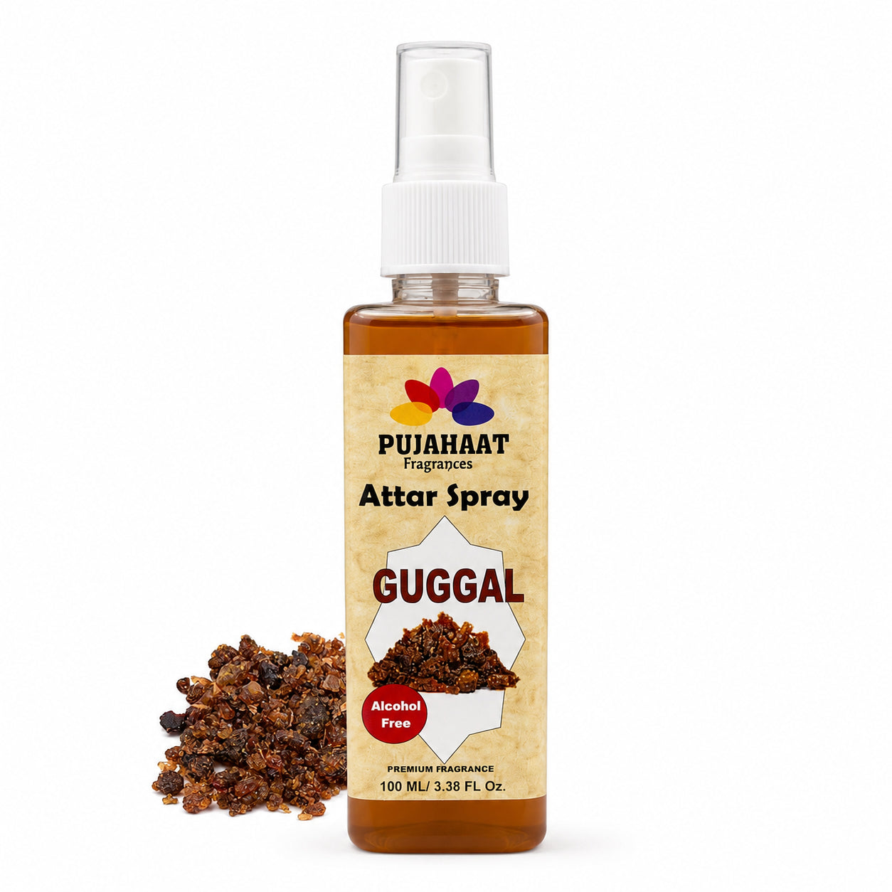 Pujahaat Premium Attar Spray | 100 ml Non Alcoholic Spray | Religious Mist | Air Freshener, Room Mist, Fabric & Linen Spray | Perfect for Prayers Rooms, Living Room, sofas, curtains, car - Guggal Fragrance