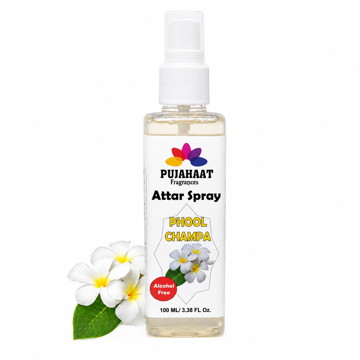 Champa Phool Attar Spray by Pujahaat | 100ml Non Alcoholic Spray | Religious Mist | Air Freshener, Room Mist, Fabric & Linen Spray | Perfect for Prayers Rooms, Living Room, sofas, curtains, car