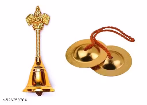Small Pooja Bell Garuda Ghanti And Manjeera Traditional Instrument Indian Music ( Pack of 2)