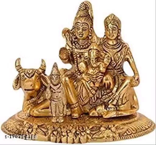 Metal Shiv Parivar Murti Metal Shiva Parvati Ganesh Idol Shiv Parivar Murti Statue Shiva Idols Family Sitting On Nandi Showpiece Figurine Idols & Figurines